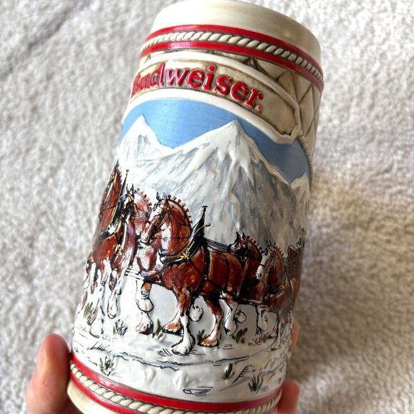 Budweiser Clydesdale Beer Stein Pair Vintage Limited Edition Collectible Barware - Picture 8 of 12
